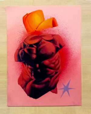 Spray paint and acrylic on paper