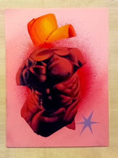 Spray paint and acrylic on paper