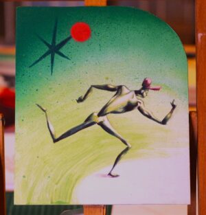 Artwork Spray paint and acrylic. 21cm x 25cms