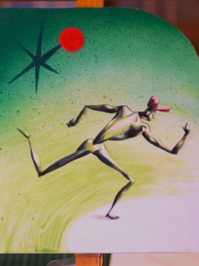 Artwork Spray paint and acrylic. 21cm x 25cms